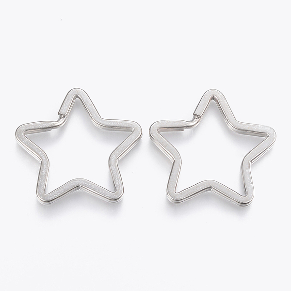 

PandaHall 304 Stainless Steel Split Key Rings, Keychain Clasp Findings, Star, Stainless Steel Color, 34x35x3mm, Inner Diameter: 30x24mm 304...