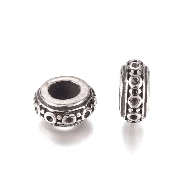 

PandaHall 304 Stainless Steel European Beads, Large Hole Beads, Rondelle, Antique Silver, 11x5.2mm, Hole: 5mm 304 Stainless Steel Rondelle