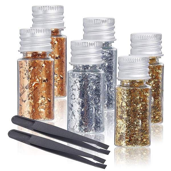 

PandaHall Gold Foil Bottle, for Nail Decoration, Mixed Color, 2.2x5.4cm Tin Foil Multicolor