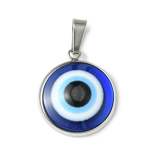 

PandaHall Stainless Steel Pave Resin Pendants, Blue Evil Eye Charms with Snap on Bail, Stainless Steel Color, 23x19.5x4.5mm, Hole: 7.5x3.5mm...