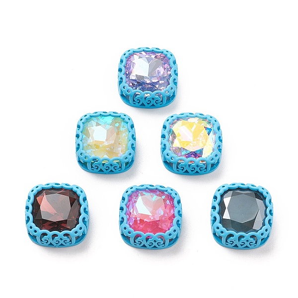 

PandaHall Sew on Rhinestone, Glass Rhinestone, with Brass Findings, Garments Accessories, Square, Mixed Color, Deep Sky Blue, 21.5x21x10mm..., Multicolor