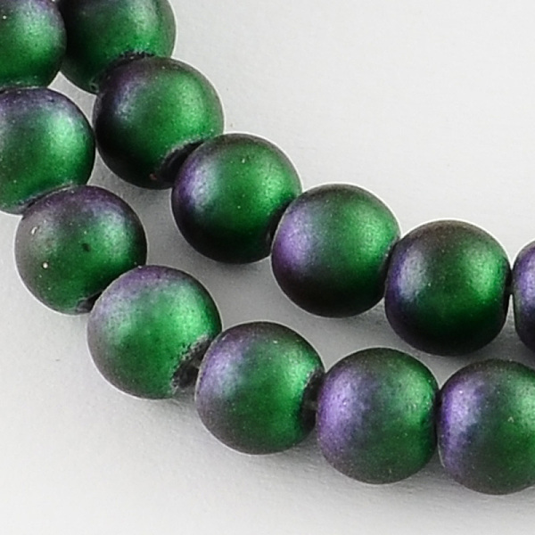 

PandaHall Frosted Baking Painted Glass Bead Strands, Round, Midnight Blue, 6mm, Hole: 1mm, about 136pcs/strand, 29.9 inch Glass Round Blue