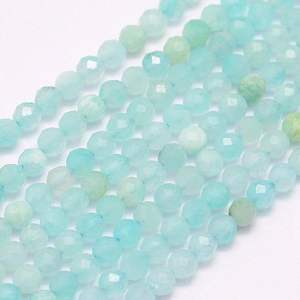 

PandaHall Natural Amazonite Beads Strands, Grade A, Faceted, Round, 2mm, Hole: 0.5mm, about 223pcs/strand, 15.7 inch(40cm) Amazonite Round