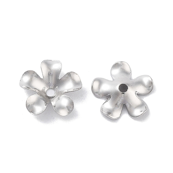

PandaHall Brass Cap, Flower 5-Petal, Real Platinum Plated, 9x2mm, Hole: 1.2mm Brass