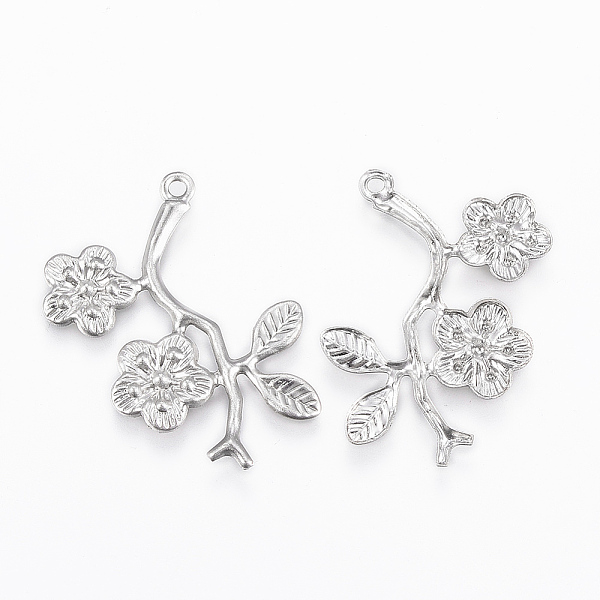 

PandaHall 304 Stainless Steel Pendants, Plum Blossom Flower & Leaf, Stainless Steel Color, 29x23x1.5mm, Hole: 1.2mm 304 Stainless Steel...
