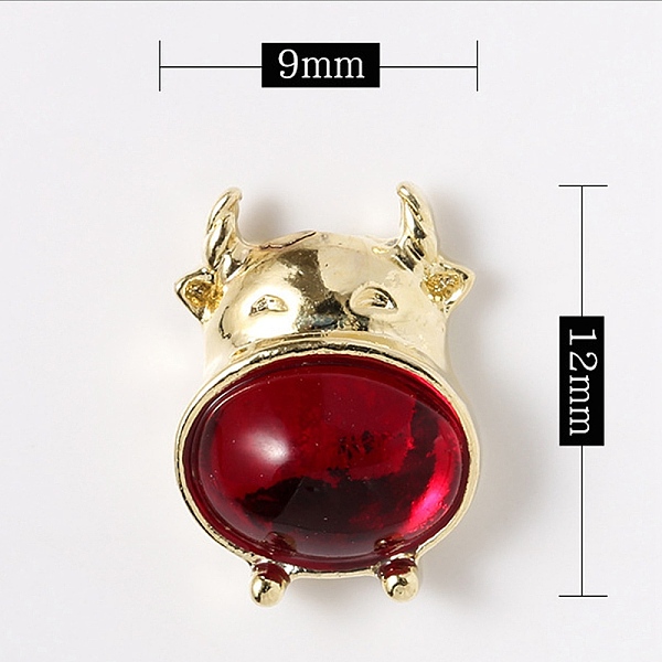 

PandaHall Glass Cabochons, Nail Art Decoration Accessories, with Light Gold Plated Alloy Findings, Cow, Dark Red, 12.5x9.5x5.5mm Alloy Other...