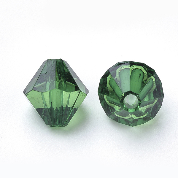 

PandaHall Transparent Acrylic Beads, Bicone, Dark Green, 10x10mm, Hole: 2.5mm, about 1323pcs/500g Acrylic Bicone Green
