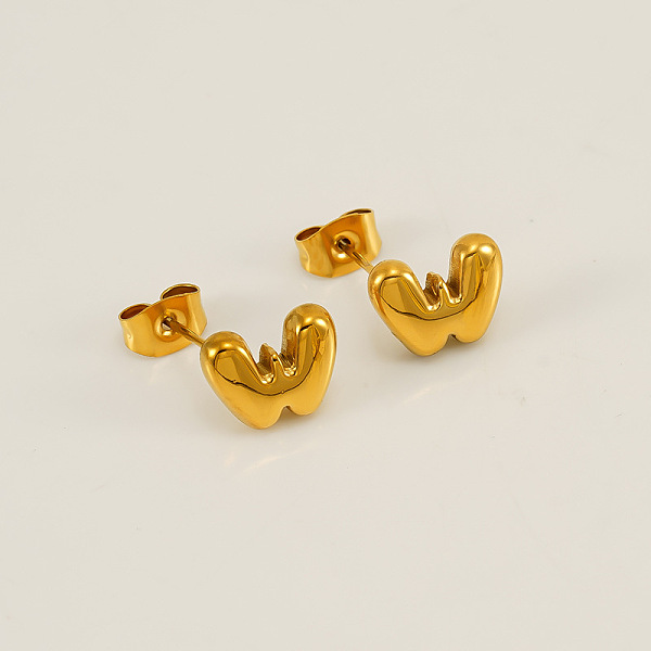 

PandaHall Chunk Letter 304 Stainless Steel Stud Earrings for Women, Real 18K Gold Plated, Letter W, 7.5~8.5x5~10.5mm 304 Stainless Steel...