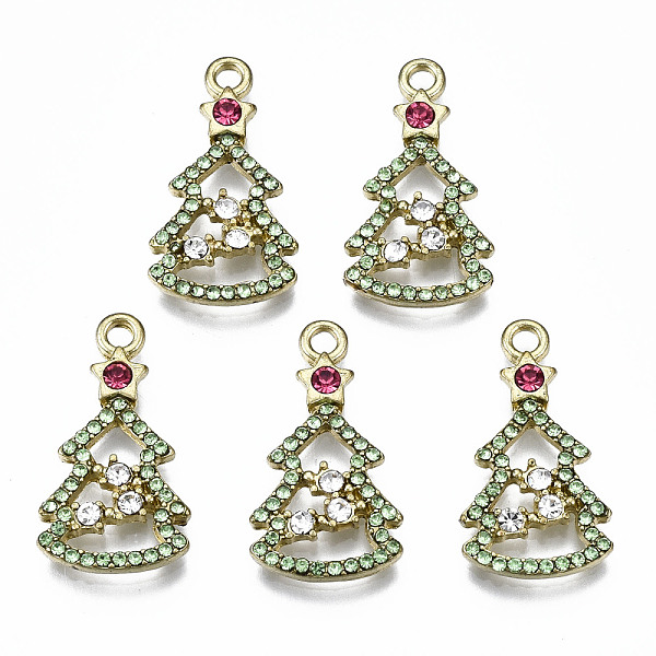 

PandaHall Alloy Colorful Rhinestone Pendants, Cadmium Free & Lead Free, Christmas Tree, Facted, Light Gold, 24.5x13x2.5mm, Hole: 2mm..., Multicolor