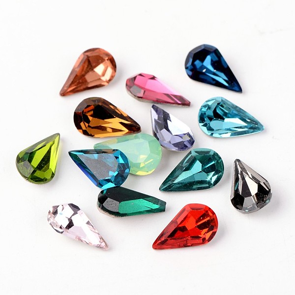 

PandaHall Faceted Teardrop Glass Pointed Back Rhinestone Cabochons, Grade A, Back Plated, Mixed Color, 13x8x4.5mm Glass Rhinestone Teardrop..., Multicolor