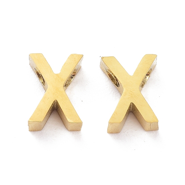 

PandaHall Ion Plating(IP) 304 Stainless Steel Charms, Alphabet, Golden, Letter.X, 8x6x3mm, Hole: 1.8mm 304 Stainless Steel Letter X