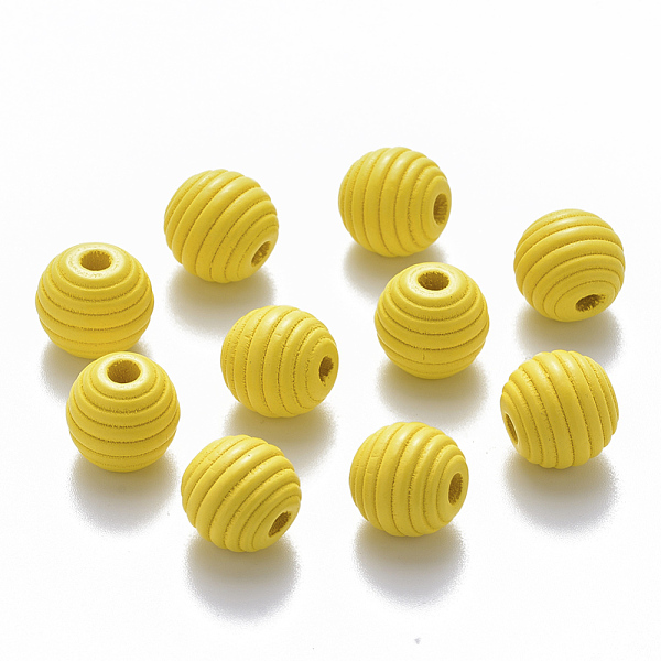 

PandaHall Painted Natural Wood Beehive Beads, Round, Yellow, 12x11mm, Hole: 3.5mm Schima Wood Round Yellow