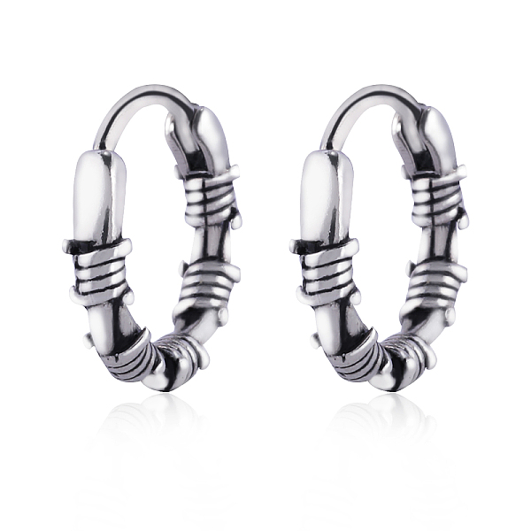 

PandaHall 316 Stainless Steel Thorns Hoop Earrings for Men Women, Antique Silver, 15x15x3mm, Pin: 1mm 316 Surgical Stainless Steel Others