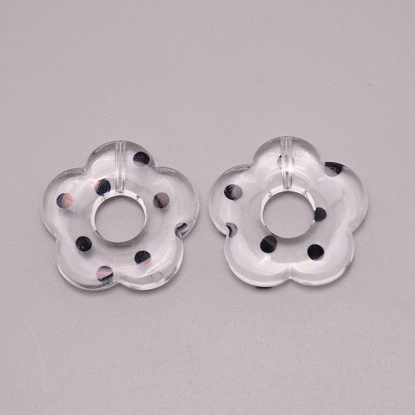 

PandaHall Transparent Resin Beads, Flower with Spot Pattern, Clear, 26.5x5mm, Hole: 8.5mm Resin Flower Clear