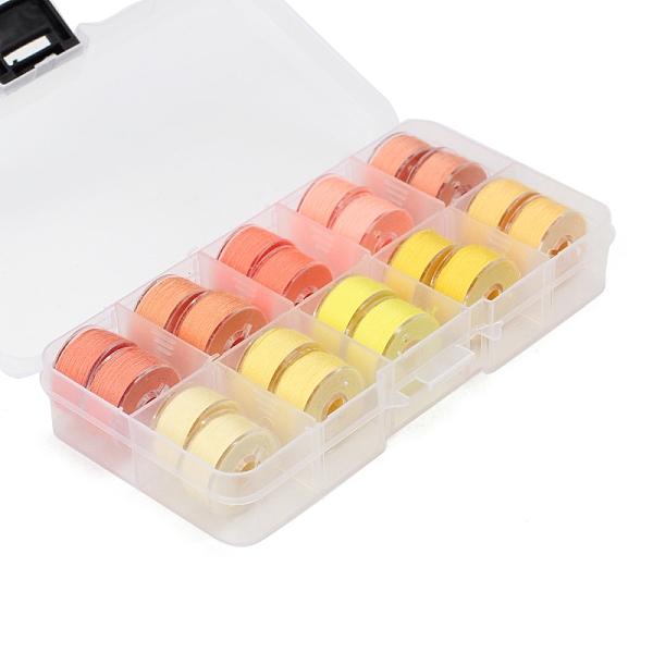 

PandaHall 20 Rolls 10 Colors Sewing Thread, Plastic Bobbins Sewing Machine Spools with Clear Storage Case Box, Yellow, 0.4mm, about 38.28...