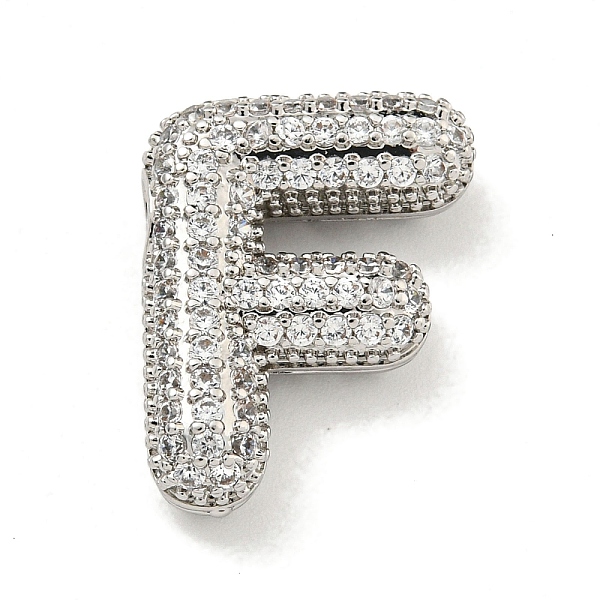 

PandaHall Platinum Plated Brass Micro Pave Cubic Zirconia Pendants, Letter Charms, Letter F, 16x20x6mm, Hole: 3.5x2.5mm Brass+Cubic Zirconia..., Clear
