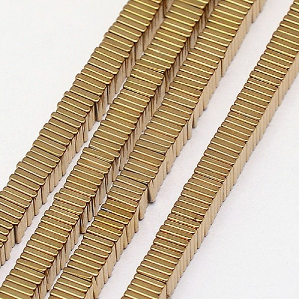 

PandaHall Electroplate Non-magnetic Synthetic Hematite Heishi Beads Strands, Thin Slice Flat Square Beads, Grade A, Golden Plated, 3x3x1mm...