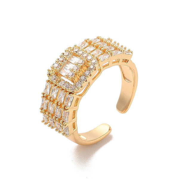 

PandaHall Brass Micro Pave Cubic Zirconia Open Cuff Rings, Cuboid, Inner Diameter: 18mm Brass+Cubic Zirconia Cuboid