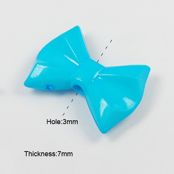 

PandaHall Opaque Acrylic Beads, Faceted, Bowknot, Cyan, 19x26x7mm, Hole: 3mm, about 300pcs/500g Acrylic Bowknot Cyan