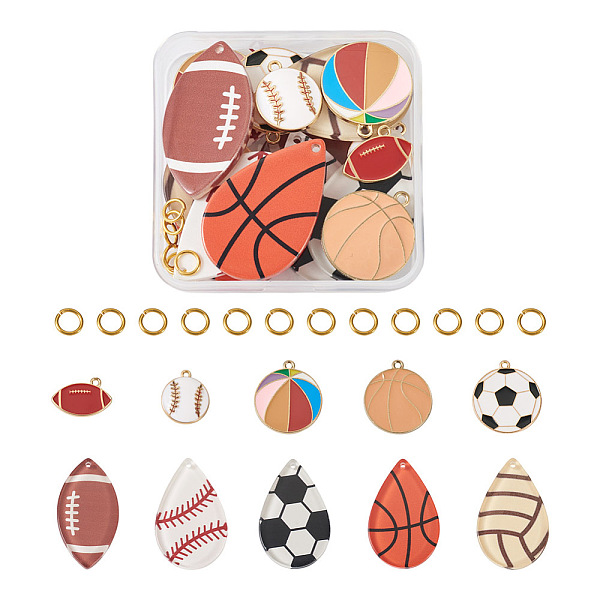 

PandaHall DIY Sports Themed Pendants Jewelry Making Finding Kits, Including Football & Volleyball & Basketball Acrylic & Alloy Enamel..., Multicolor