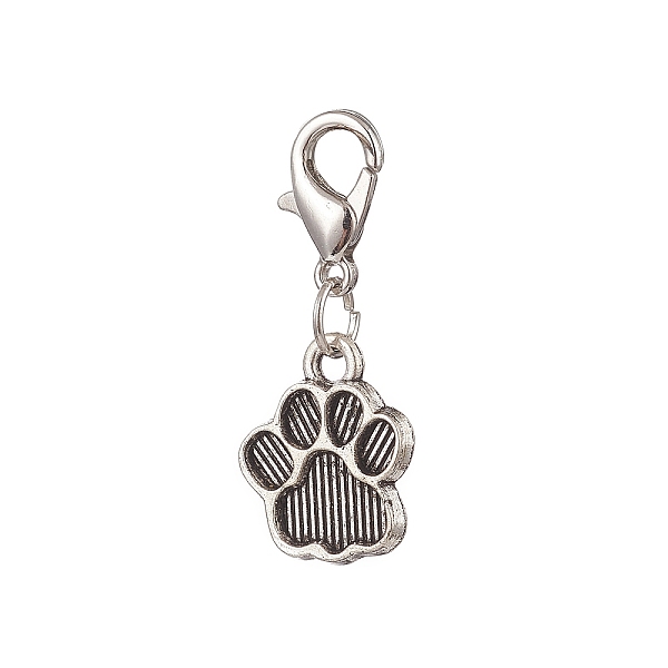 

PandaHall Bear Paw Print Alloy Pendant Decorations, Zinc Alloy Lobster Clasps Charm, Clip-on Charms, for Keychain, Purse, Backpack, Antique...