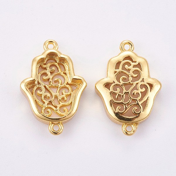 

PandaHall Brass Cabochon Connector Settings, Long-Lasting Plated, Hamsa Hand/Hand of Fatima /Hand of Miriam, Golden, Tray: 13x10mm...