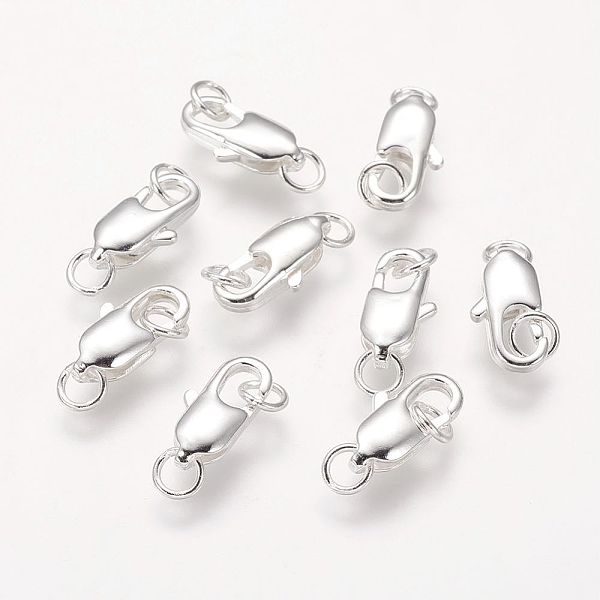 

PandaHall Brass Lobster Claw Clasps, Cadmium Free & Nickel Free & Lead Free, Silver, 16x6mm, Hole: 2.5mm Brass Others