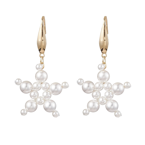 

PandaHall Star Shell Pearl Dangle Earrings, 316 Surgical Stainless Steel Jewely for Women, Golden, 49x27mm Shell Pearl Star