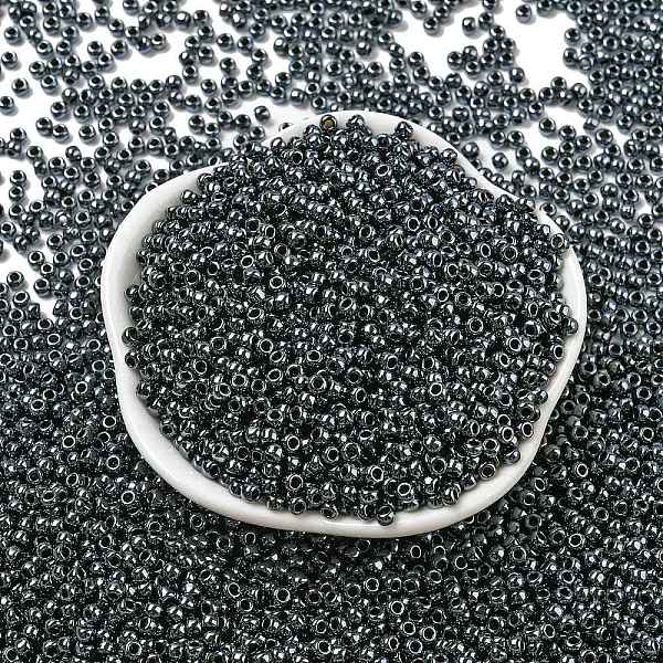 

PandaHall TOHO Round Seed Beads, Japanese Seed Beads, (81) Metallic Hematite, 8/0, 3mm, Hole: 1mm, about 10000pcs/pound Glass Blue