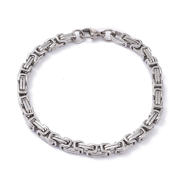 

PandaHall 304 Stainless Steel Byzantine Chain Bracelets, with Lobster Claw Clasps, Stainless Steel Color, 8-1/4~8-3/8 inch(20.5~21.3cm), 5mm...