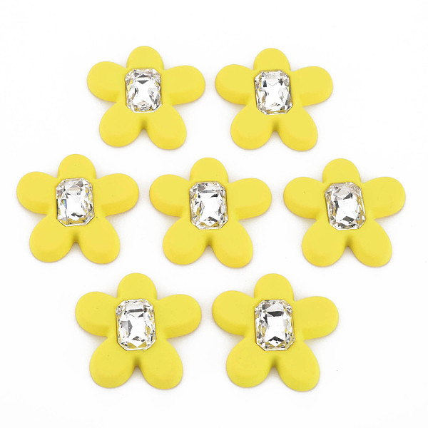 

PandaHall Rubberized Style Acrylic Rhinestone Cabochons, Faceted, Flower, Yellow, 33.5x34.5x6.5mm Acrylic Rhinestone Flower Yellow