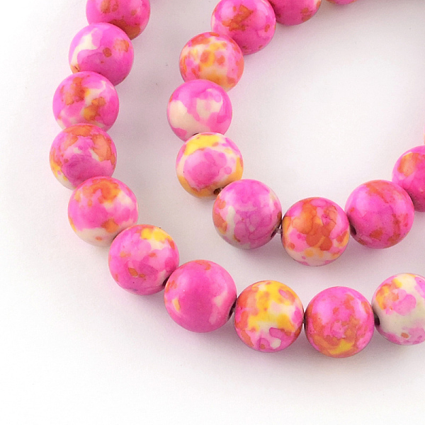 PandaHall Dyed Natural Ocean White Jade Round Bead Strands, Deep Pink, 6mm, Hole: 1mm, about 62pcs/strand, 15.7 inch Ocean White Jade Round...