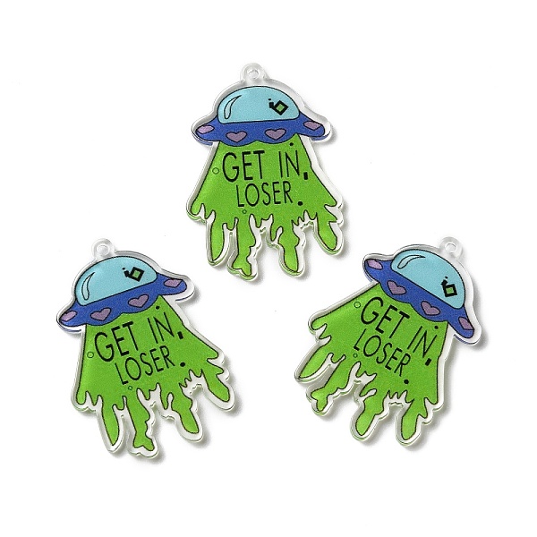 

PandaHall Space Theme Translucent Resin Pendants, Airship Charms, Lime Green, 45.5x31.5x2.5mm, Hole: 1.6mm Resin Vehicle
