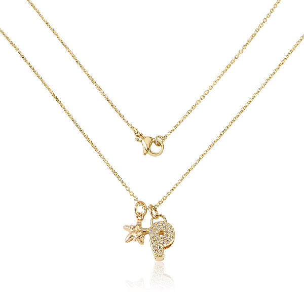 Colliers pendentifs en laiton sertis de micro-pavés de zirconiums cubiques transparents et de strass