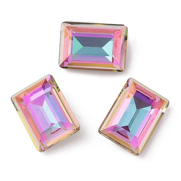

PandaHall Glass Rhinestone Cabochons, Flat Back & Back Plated, Faceted, Rectangle, Heliotrope, 14x10x5.5mm Glass Rhinestone Rectangle Purple