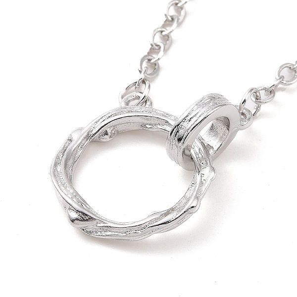

PandaHall Interlocking Double Rings Pendant Necklace, Brass Couple Necklace for Men , Platinum, 21.34 inch(54.2cm) Brass