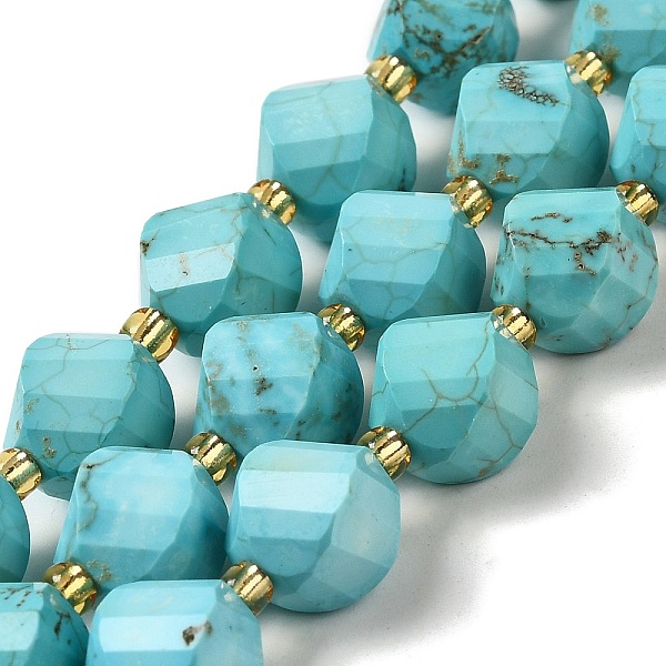

PandaHall Dyed Natural Howlite Beads Strands, with Seed Beads, Faceted Twist, Dark Turquoise, 10.5x9x7.5mm, Hole: 1~1.2mm, about...