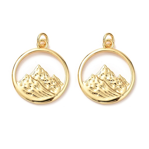 

PandaHall Brass Pendants, with Jump Ring, Long-Lasting Plated, Flat Round with Mountain, Real 18K Gold Plated, 23.5x20x2mm, Hole: 3mm, Jump...
