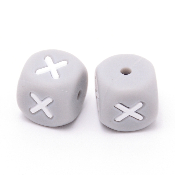 

PandaHall Silicone Beads, Cube with Letter.X, Gray, 12x12x12mm, Hole: 2mm Silicone Cube Gray