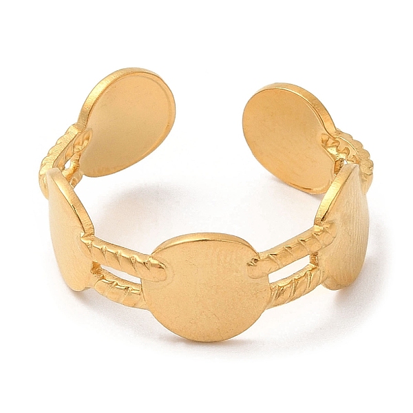 

PandaHall 304 Stainless Steel Open Cuff Ring, Flat Round, Real 14K Gold Plated, US Size 7 1/2(17.7mm) 304 Stainless Steel