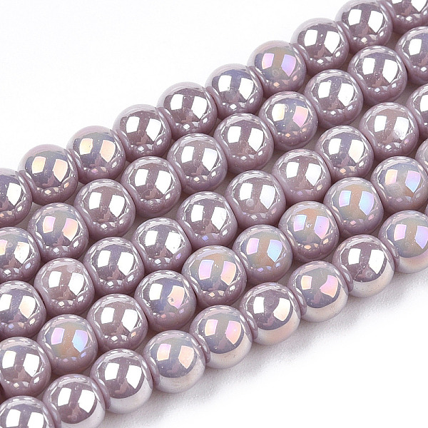 

PandaHall Electroplate Opaque Glass Beads Strands, AB Color Plated, Round, Rosy Brown, 4~4.5mm, Hole: 0.8mm, about 97~99pcs/strand, 14.76...