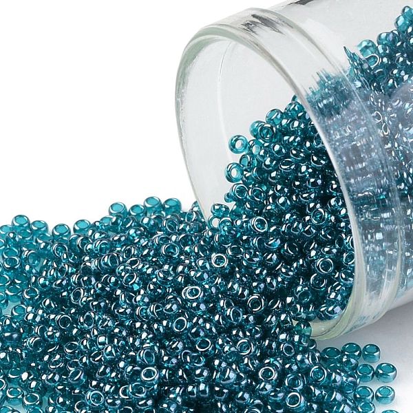 

PandaHall TOHO Round Seed Beads, Japanese Seed Beads, (108BD) Transparent Luster Teal, 15/0, 1.5mm, Hole: 0.7mm, about 15000pcs/50g Glass..., Cyan
