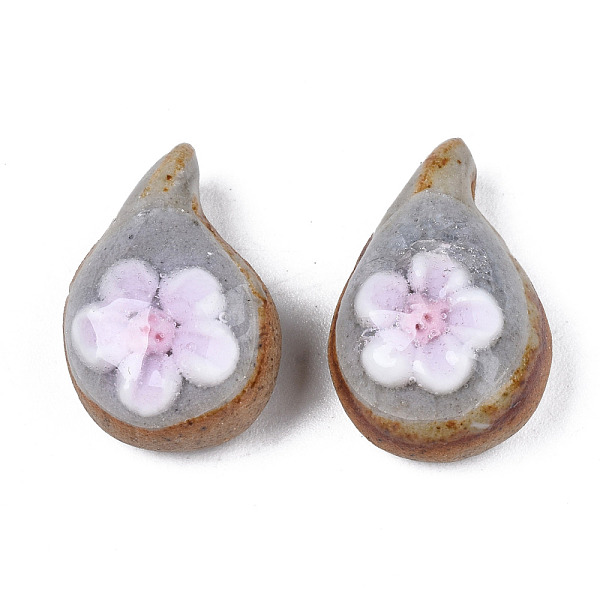 

PandaHall Handmade Porcelain Pendants, Famille Rose Style, Teardrop with Flower, Rosy Brown, 18~21x12.5~14x9~12mm, Hole: 1.2~2mm Porcelain...