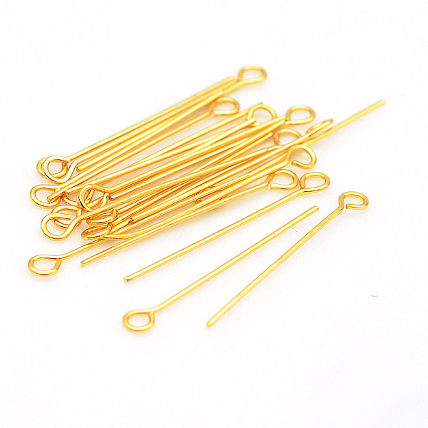 

PandaHall 304 Stainless Steel Eye Pins, Golden, 30x3.5x0.6mm, Hole: 2mm, about 30pcs/bag 304 Stainless Steel