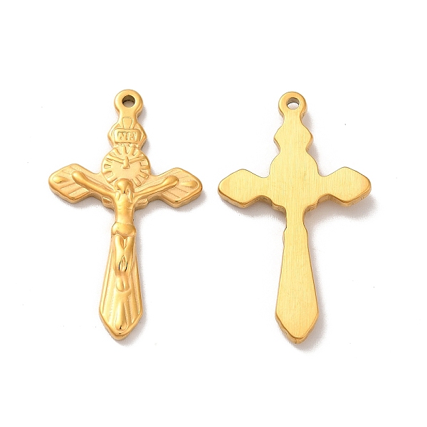 

PandaHall Ion Plating(IP) 304 Stainless Steel Pendants, Crucifix Cross Charm, Golden, 38.5x22x3mm, Hole: 1.5mm 304 Stainless Steel Cross