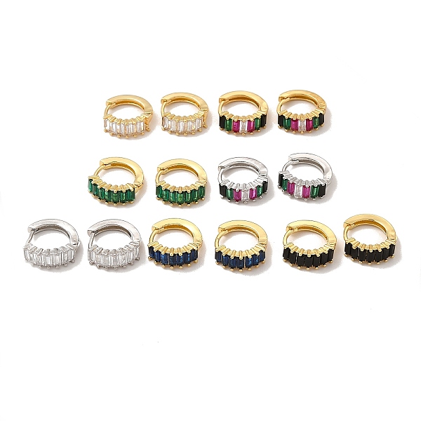 

PandaHall Brass Cubic Zirconia Hoop Earrings for Women, Real 18K Gold Plated, Lead Free & Cadmium Free, Mixed Color, 15x5.5x14.5mm, Pin: 1mm..., Multicolor