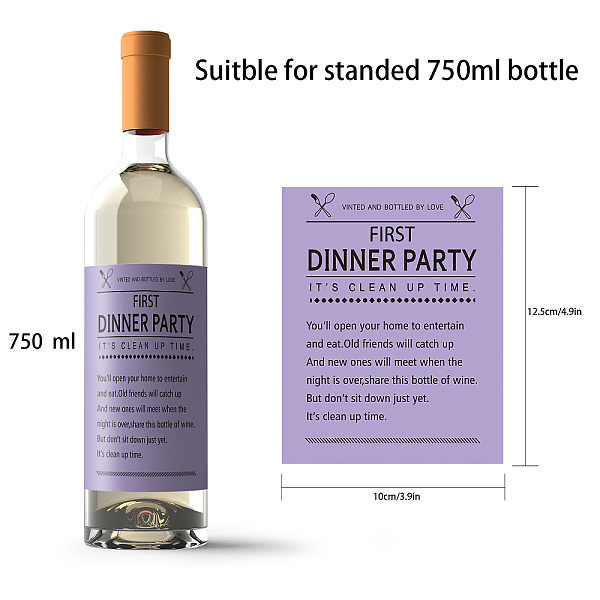 

PandaHall SUPERDANT 18 Sheets 9 Style Coated Paper Adhesive Sticker, Wine Bottle Adhesive Label, Wedding Theme, Rectangle, Word Pattern..., Multicolor