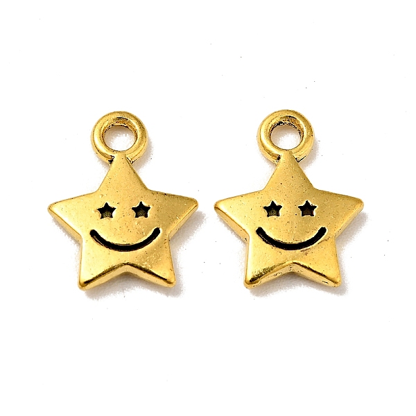 

PandaHall Alloy Charms, Star with Smiling Face, Golden, 11x8.5x1.5mm, Hole: 1.6mm Alloy Star