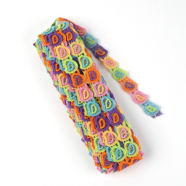

PandaHall Polyester Ribbon, Embroidered Applique Sewing Ribbon, Heart, Colorful, 1 inch(24mm), 15yard/card Polyester