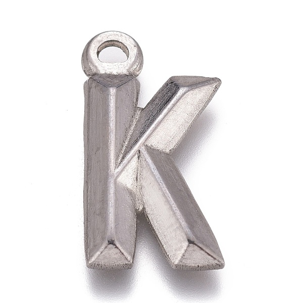 

PandaHall 304 Stainless Steel Pendants, Alphabet, Letter.K, 16x8x2mm, Hole: 1.4mm 304 Stainless Steel Letter K